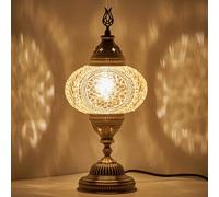 DEMMEX - Lampe de table en mosaïque turque marocaine à globe de 18 cm, fabriquée à la main dans le style Tiffany avec verre coloré, lampe de chevet, de bureau et de table, décoration artisanale pour