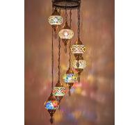 DEMMEX - Lustre en mosaïque turque et marocaine - Plafonnier suspendu fait main avec globes personnalisables de 12 cm - Éclairage bohème pour salon et chambre, hauteur 150 cm
