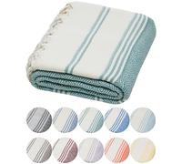 DEMMEX Serviette de Plage et de Bain certifiée 100% Coton Turc Bio - Serviette de hammam Peshtemal - Surdimensionnée, séchage Rapide, Anti-Sable - Tissage Losange, prélavée - Fabriquée en Turquie,