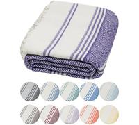 DEMMEX Serviette en Coton Turc Biologique certifié 100%, prélavée, Tissage Diamant, Serviette fouta en Coton Turc Peshtemal pour Bain, Plage, Piscine, Spa, Salle de Sport, XL 180 x 90 cm