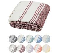 DEMMEX Serviette Hammam Peshtemal en Coton Turc Bio - Légère, Absorbante et à Séchage Rapide, Anti-Sable, Serviette de Plage et Bain, 180x90 cm (Bourgogne)