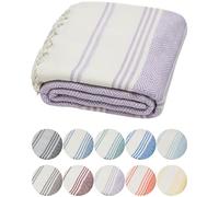 DEMMEX Serviette Hammam Peshtemal en Coton Turc Bio - Légère, Absorbante et à Séchage Rapide, Anti-Sable, Serviette de Plage et Bain, 180x90 cm (Lavande)