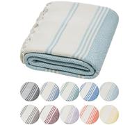 DEMMEX Serviette Hammam Peshtemal en Coton Turc Bio - Légère, Absorbante et à Séchage Rapide, Anti-Sable, Serviette de Plage et Bain, 180x90 cm (Bleu Ardoise)