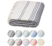 DEMMEX Serviette Hammam Peshtemal en Coton Turc Bio - Légère, Absorbante et à Séchage Rapide, Anti-Sable, Serviette de Plage et Bain, 180x90 cm (Gris foncé)