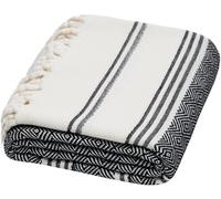 DEMMEX Serviette Hammam Peshtemal en Coton Turc Bio - Légère, Absorbante et à Séchage Rapide, Anti-Sable, Serviette de Plage et Bain, 180x90 cm (Noir)