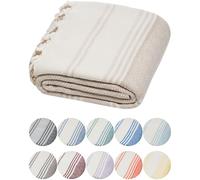 DEMMEX Serviette Hammam Peshtemal en Coton Turc Bio - Légère, Absorbante et à Séchage Rapide, Anti-Sable, Serviette de Plage et Bain, 180x90 cm (Beige)