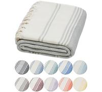 DEMMEX Serviette Turque 100% Coton Biologique et Colorant Biologique pré-lavée XL Tissage Diamant Serviette Peshtemal pour Bain, Plage, Piscine, Spa, Salle de Sport, 180x90cm (Grise)