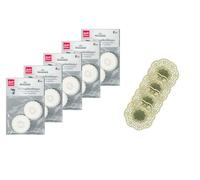 Demmler Lot de 5 anneaux anti-gouttes - Pour attraper les gouttes qui coulent - Couleur : blanc - 150 pièces au total - Avec 4 napperons dorés - Fabriqué en Allemagne