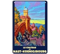 DEMNREG Plaque en métal « Château Haut Koenigsbourg » - Décoration murale amusante pour la maison, la cuisine, le bar, le pub, l'homme, le café, la chambre, le garage - 30,5 x 40,6 cm