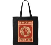 Democratic Socialist Red Poster Sac fourre-tout en coton écologique Noir Taille unique, noir, One Size