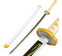 Demon Blade Épée de samouraï en Bois, Anime Cosplay Ninja Sword Props, pour Les Fans de Noël ou d'anniversaire Anime Lovers Jouets décoratifs, 41 Pouces, Agatsuma Zenitsu