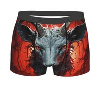 Démon Chèvre Satanique Rouge Foncé Homme Boxer Short Mode Caleçon Boxeur Fitted sous-Vêtements Doux Boxershorts S