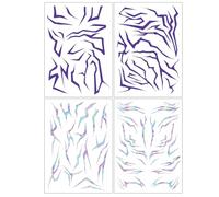 Demon Energy Pattern Temporäre Tattoos 4er Set, Hunter Cosplay Fake Tattoo Aufkleber, Lila Glow in the Dark Körperaufkleber Für Cosplay, Halloween, Musikfestivals, Rave (Lila)