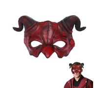Démon Halloween Masque Diable en Mousse PU, Masque Démon à Cornes de Chèvre Rouges Demi, Masque Halloween Effrayant, Rouge Masque Horreur pour Cosplay, Carnaval, Fête d'Halloween