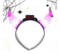 Demon Horns Headband, Halloween Headdress with LED Lights 7.08 x 7.48 x 1.97 inch, Adjustable Fit, Lightweight Costume Accessory for Girls Men Women Kids Teens Dancers Events Parties Photoshoots