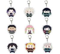 Demon Killing Porte Clé 9 Pièces, Demon Killing Chibi Figurine Cosplay Keychain Pendentif, Caractères Circulaires Décoration