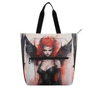 Demon - Sac fourre-tout rouge et noir pour femmes, garçons et filles, adultes, sac fourre-tout résistant à l'eau, sac d'épicerie réutilisable avec fermeture éclair pour l'école, le shopping, les