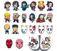 Demon Slayer Chaussures Pins pour Crocs, 20PCS Demon Slayer Bijoux Chaussures Accessoires pour Crocs, Demon Slayer Charms pour Crocs, Bijoux pour Crocs Demon Slayer, Demon Slayer Deco pour Crocs