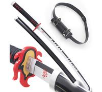 Demon Slayer Epee en Bois Tanjiro Katana Version 2 Kimetsu No Yaiba Sabre + Ceinturon Noir Porte Epee Ceinture Décoration