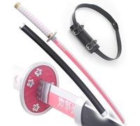 Demon Slayer Katana En Bois Kanao Tsuyuri Epee en Bois Kimetsu No Yaiba Sabre + Ceinturon Noir Porte Epee Ceinture Décoration