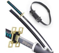Demon Slayer Katana en Bois Muichiro Tokito Kimetsu No Yaiba Sabre + Ceinturon Noir Porte Epee Ceinture Décoration