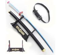 Demon Slayer Katana Giyu en Bois Lame Decoration Sabre Tomioka Epee Replique Kimetsu No Yaiba Cosplay + Presentoir en Bois Inclus + Ceinturon Inclus