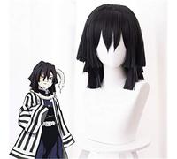 Démon Slayer: Kimetsu No Yaiba Iguro Obanai Cosplay perruque noir cheveux synthétiques Halloween jeu de rôle perruque de style Anime perruque pour adulte