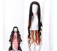 Demon Slayer: Kimetsu No Yaiba Kamado Nezuko Cosplay Perruques 95cm Longs Bouclés Ondulés Résistant À La Chaleur Synthétique Hiar Noir Dégradé Démon Slayer Kimets Kamado Nezuko