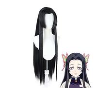 Démon Slayer Kimetsu No Yaiba Kochou Kanae Noir Longue Perruque Droite Cosplay Costume Résistant À La Chaleur Cheveux Synthétiques Femmes Perruques