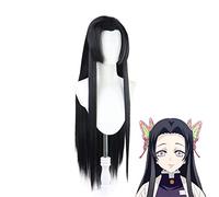 Démon Slayer Kimetsu no Yaiba Kochou Kanae noir longue perruque droite Cosplay Costume résistant à la chaleur cheveux synthétiques femmes perruques