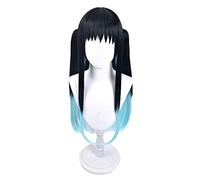 Demon Slayer Kimetsu no Yaiba Tokitou Muichirou Ponytails Longue Perruque Cosplay Costume Hommes Femmes Résistant À La Chaleur Synthétique Perruques De Cheveux Taille Unique Avec Ponytails
