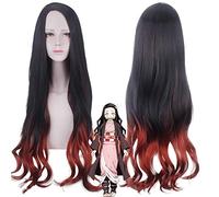 Démon Slayer Nezuko Kamado Cosplay perruque Kimetsu No Yaiba résistant à la chaleur longs cheveux bouclés Cosplay Costume Anime perruques + casquette de perruque KUPL180