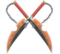 Demon Slayer Pack 2 Epees en Bois Epee Tengen Uzui Lot 2 Epees en Bois Sabre Tengen Katana Cosplay Decoration Décoration