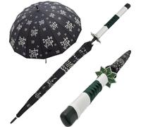 Demon Slayer Parapluie - Cosplay Katana à Ouverture Automatique, Épée Anime Ninja, Protection Solaire, Noir/Blanc