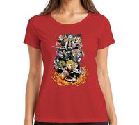 Demon Slayer Rengoku Tanjiro Nezuko Groupe Feu Anime Vintage T-shirt Femme, rouge, L