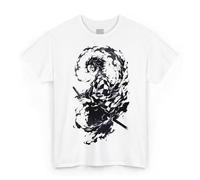 Demon Slayer - Tanjiro Kamado Noir T-shirt T-shirt blanc manches courtes unisexe adulte 100 % coton idée cadeau Anime Manga, Blanc, XS