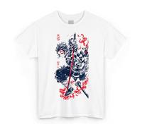 Demon Slayer Tanjiro Kamado T-shirt blanc manches courtes unisexe adulte 100 % coton idée cadeau Anime Manga, Blanc, XXL