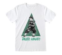 Demon Slayer Tanjiro Tri Homme T-Shirt Blanc S 100% Coton Regular