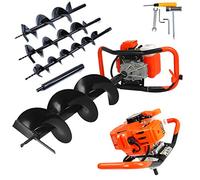 DEMON - Tarière thermique avec moteur à explosion 62 cc, 5,2 CV, avec 3 pointes Ø100 mm, 150 mm, 200 mm + rallonge, mélange essence/huile, perceuse de jardin