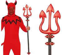 Démon Trident Halloween Rouge Diable Arme Costume Accessoire 100 cm Maléfique, Couleur : Multicolore