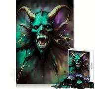 Démon Turquoise à Cornes et Crocs Puzzle de 1000 pièces pour Adolescents Jeu de réflexion et de Groupe Découpe de précision pour Les fêtes 50x75cm