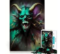 Démon Turquoise à Cornes et Crocs Puzzle de 1000 pièces pour Adolescents Jeu de réflexion et de Groupe Découpe de précision pour Les fêtes 50x75cm