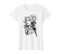 Démone Lilith Sorcière Corbeau T-Shirt Graphique avec Valeur, Femme, Blanc, M