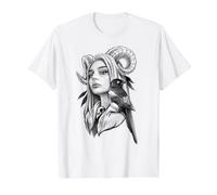 Démone Lilith Sorcière Corbeau T-Shirt Graphique avec Valeur, Homme, Blanc, S