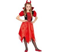 Démoniaque Halloween Tenue Diable Corne Rouge Costume Enfants Fiery Cape Dark Wings, Taille : 110/116 Couleur : Rouge