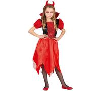 Démoniaque Halloween Tenue Diable Corne Rouge Costume Enfants Fiery Cape Dark Wings, Taille : 98/104 Couleur : Rouge