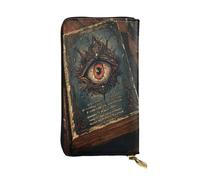 Demonic Magic Book Long portefeuille en cuir pour femme avec 12 emplacements pour cartes de crédit, poche zippée pour pièces de monnaie, compartiments pour espèces, pochette élégante pour un usage