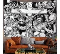 Démons Squelettes Et Zombies - Tapisserie murale - 230 x 150 cm - Grande tapisserie - Thèmes De Bandes Dessinées D'Horreur tapisserie murale salon - Poster - Blanc - Accessoires séparateur de pièce