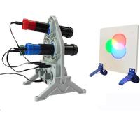 Démonstrateur de source de lumière 3 couleurs avec écran de projection, appareil d'expérience de synthèse de trois couleurs primaires de la lumière, direction et intensité de la source lumineuse