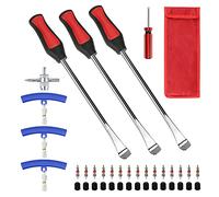 Démonte Pneu Moto, 39pcs Outil de Levier de Pneu, avec 3 Cuillères Outil Pneumatique Levier, 3 Protection de Jante, Noyau de Valve et Capuchons, pour Changement de Pneu de Moto, Vélo, Voiture